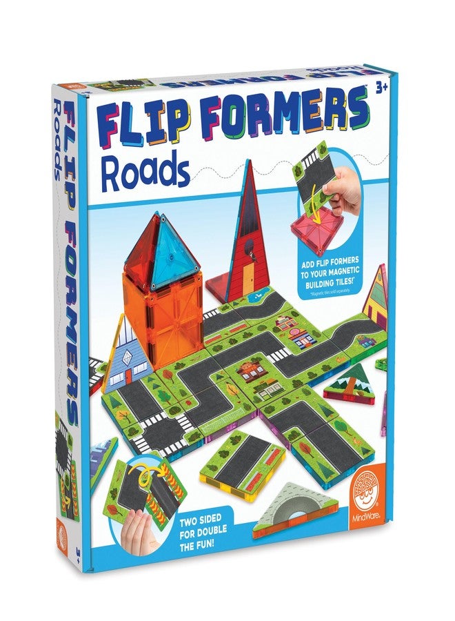 مايندوير قوالب MindWare Flip Formers: Roads - حوّل بلاطات البناء المغناطيسية الموجودة لديك باستخدام هذه الأغطية المصنوعة من رقائق معدنية. - Image 1